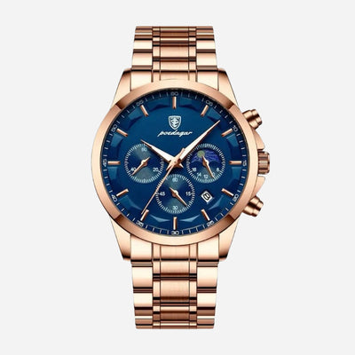 Luxus-Sportuhr für Herren mit Quarzwerk, Chronograph und Lederarmband