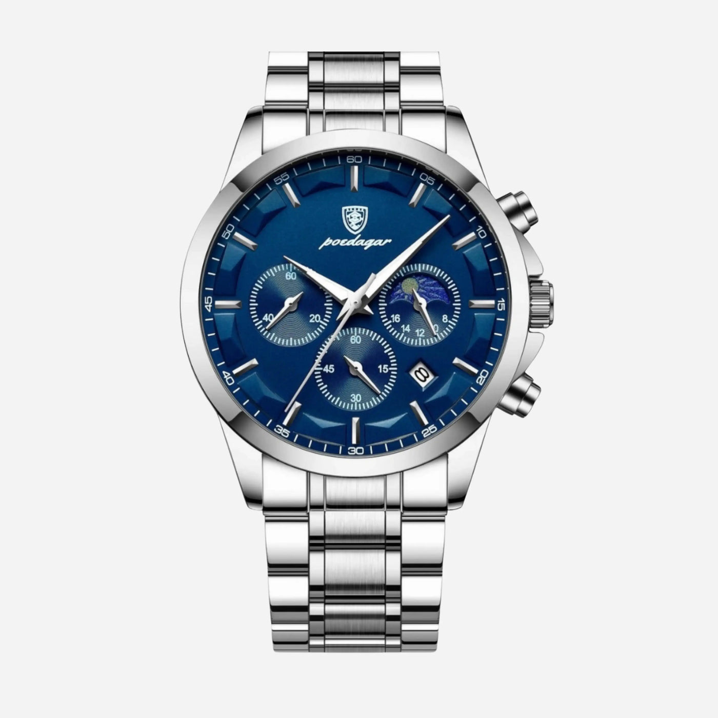 Luxus-Sportuhr für Herren mit Quarzwerk, Chronograph und Lederarmband