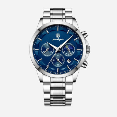 Luxus-Sportuhr für Herren mit Quarzwerk, Chronograph und Lederarmband