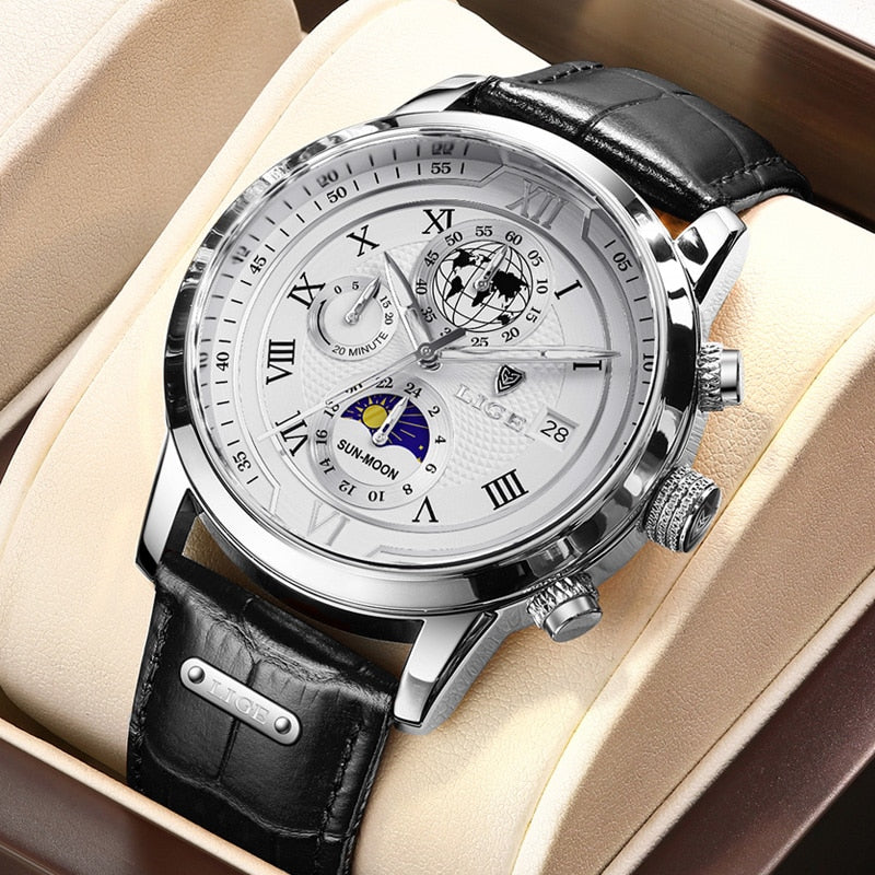 Chronographuhr mit Premium-Lederarmband