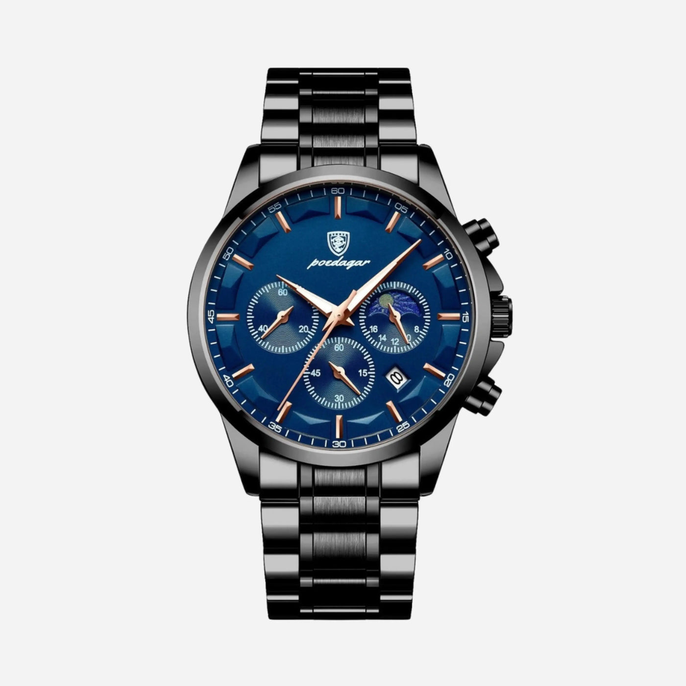 Luxus-Sportuhr für Herren mit Quarzwerk, Chronograph und Lederarmband