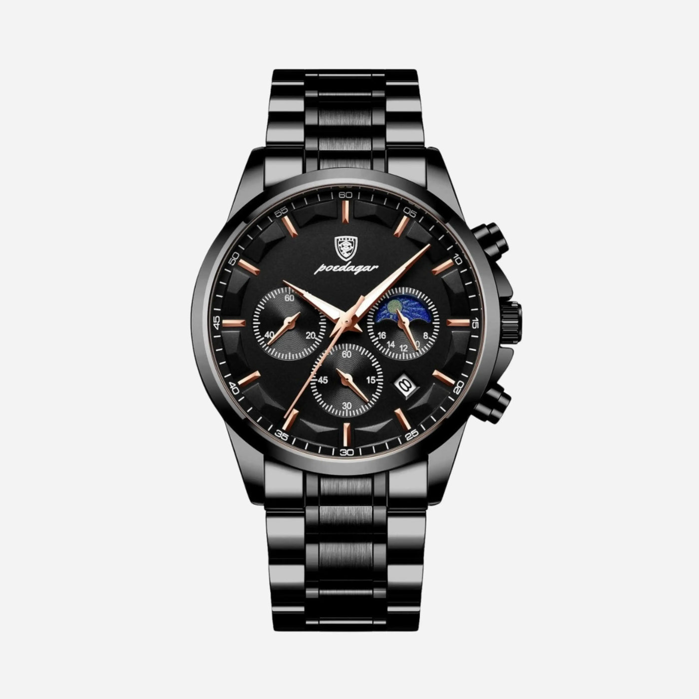 Luxus-Sportuhr für Herren mit Quarzwerk, Chronograph und Lederarmband