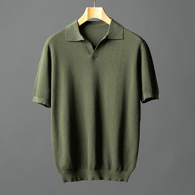 Elegantes gestricktes Poloshirt aus Baumwolle