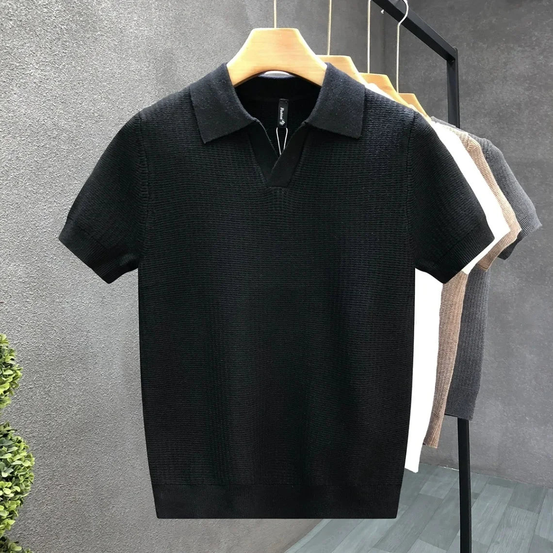 Atmungsaktives Strickpoloshirt