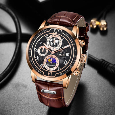Chronographuhr mit Premium-Lederarmband