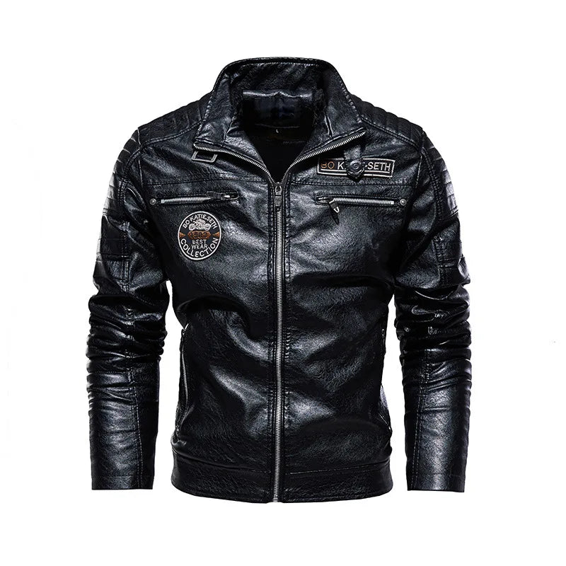Warme Motorlederjacke