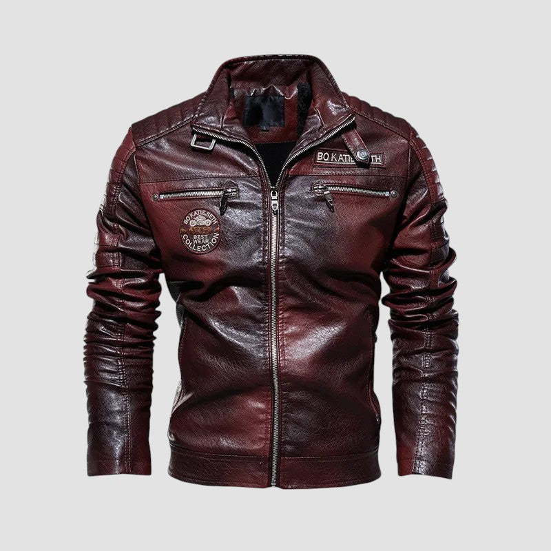 Warme Motorlederjacke