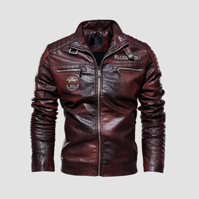 Warme Motorlederjacke