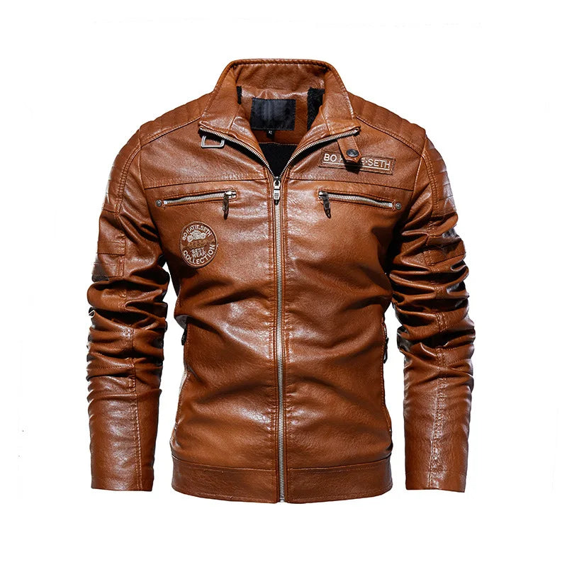 Warme Motorlederjacke