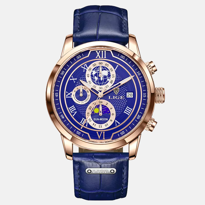 Chronographuhr mit Premium-Lederarmband