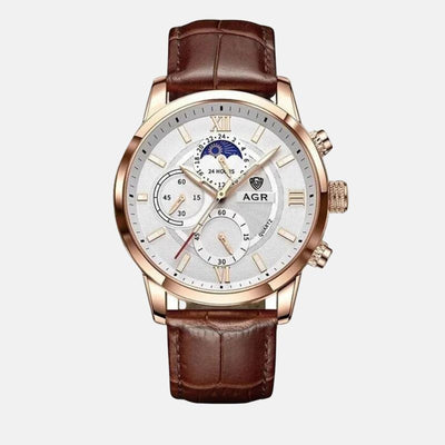 Luxus Quarz Uhr mit Lederarmband