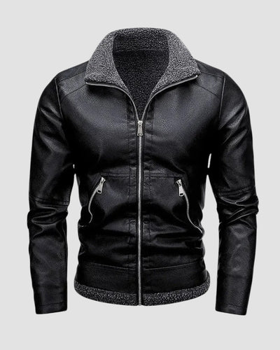 Elegante Fleece-Lederjacke