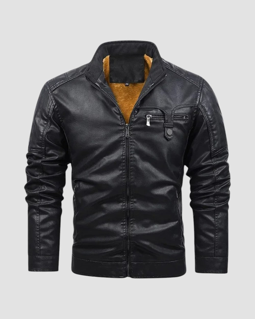 Retro Fleece gefütterte Lederjacke