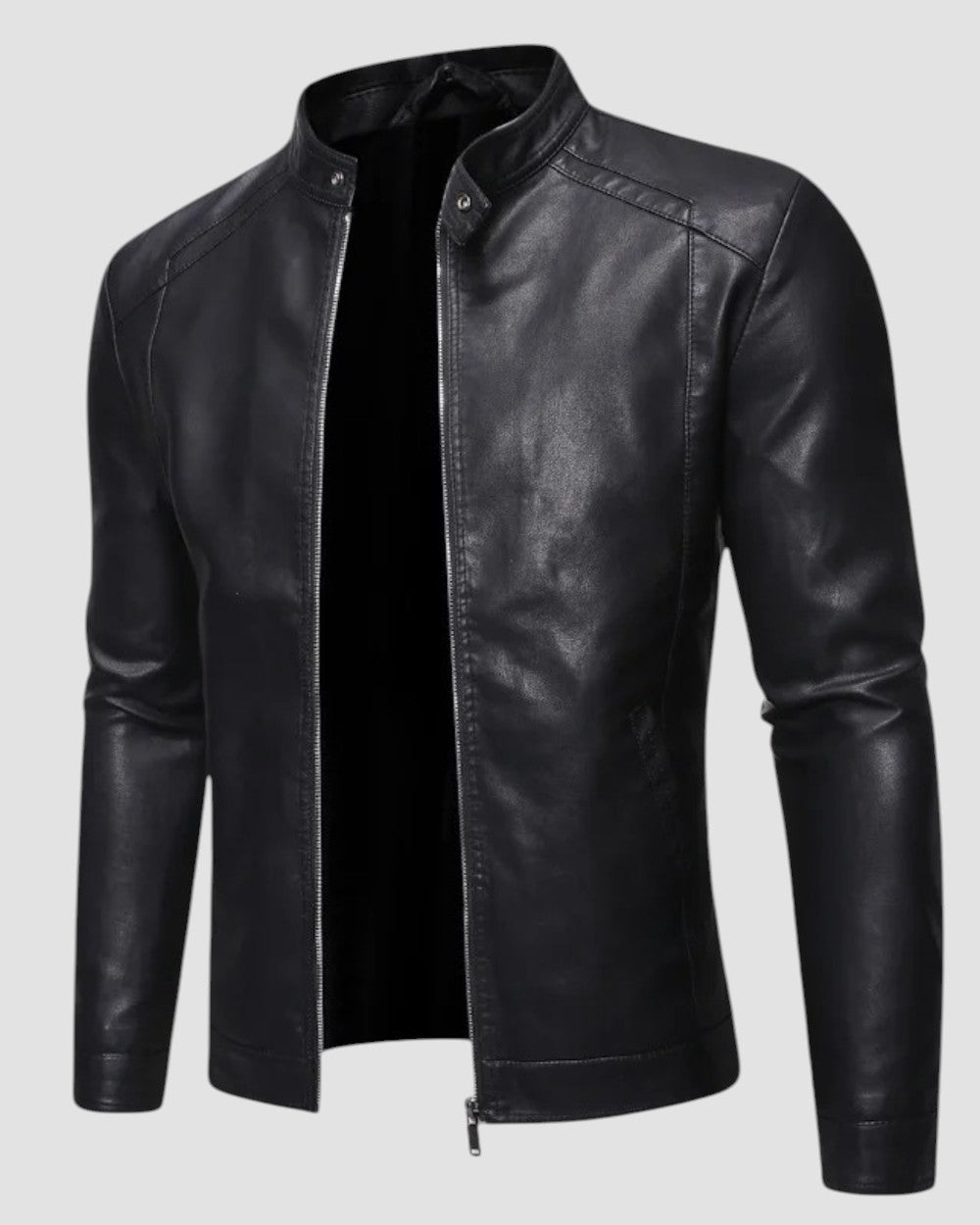 Lederjacke mit Stehkragen