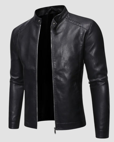 Lederjacke mit Stehkragen