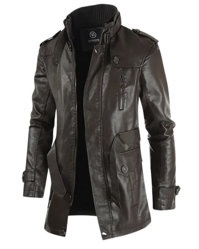 Elegante lange Bikerjacke aus Leder