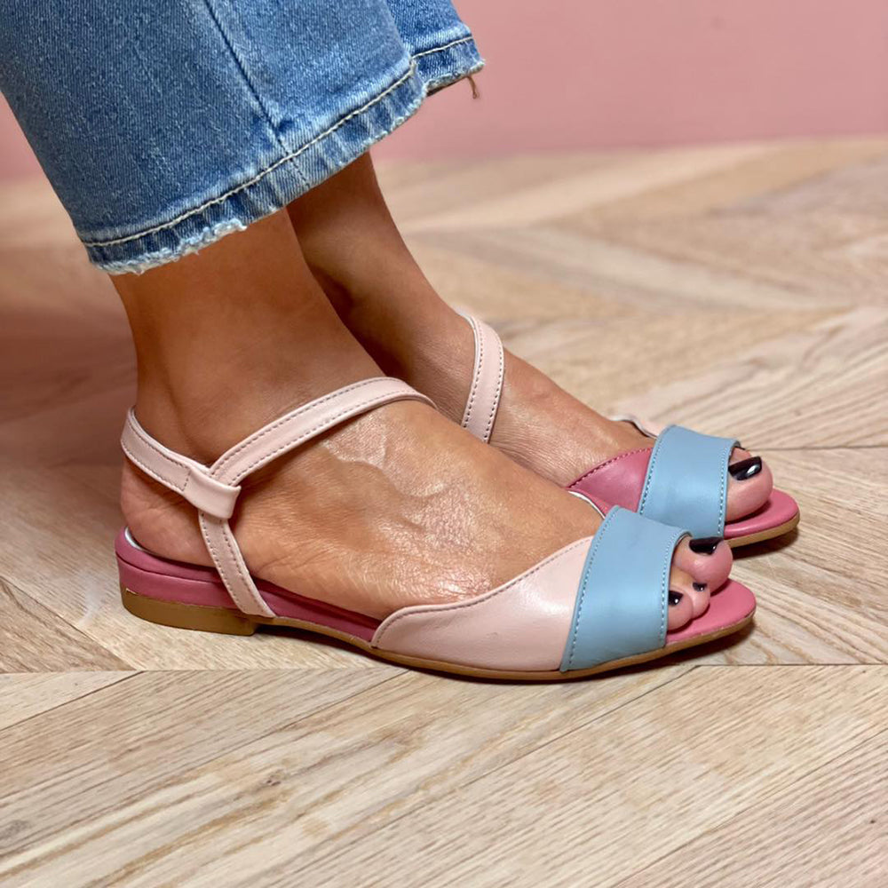 Ellela™ | Asymmetrische Pinke Sandalen mit Farbblöcken