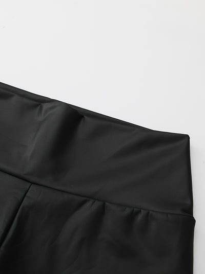 Berta Lederlook Leggings schwarz