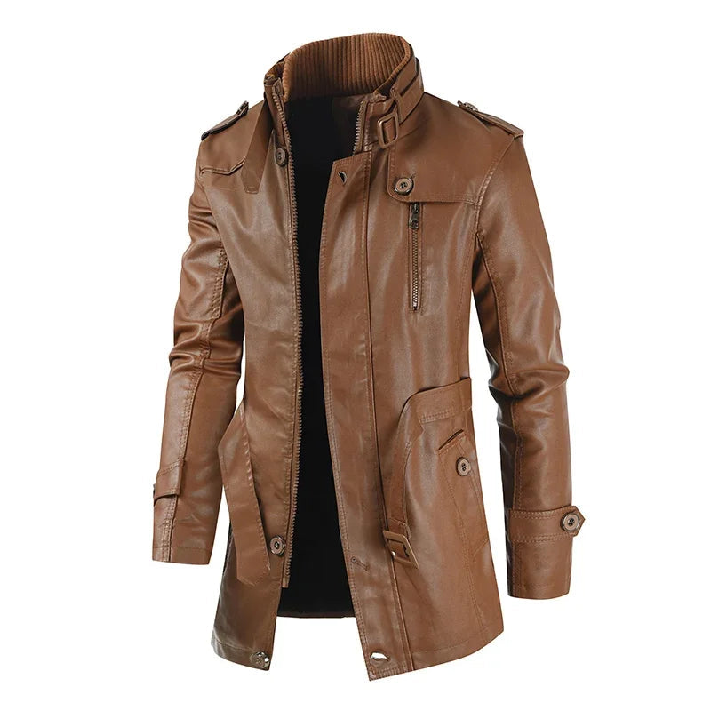 Elegante lange Bikerjacke aus Leder