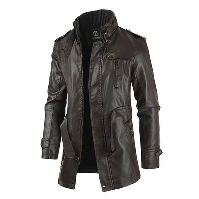 Elegante lange Bikerjacke aus Leder