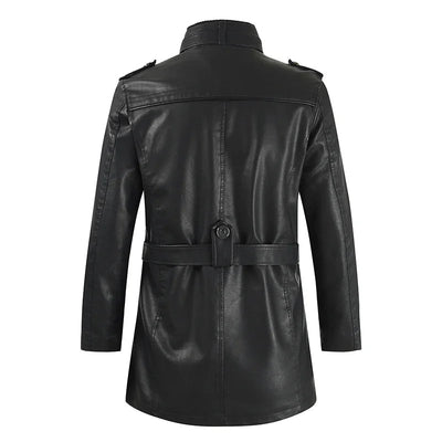 Elegante lange Lederbikerjacke