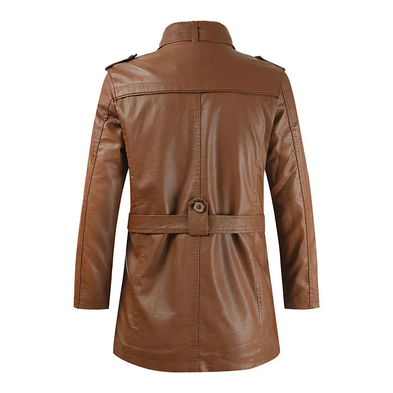 Elegante lange Bikerjacke aus Leder
