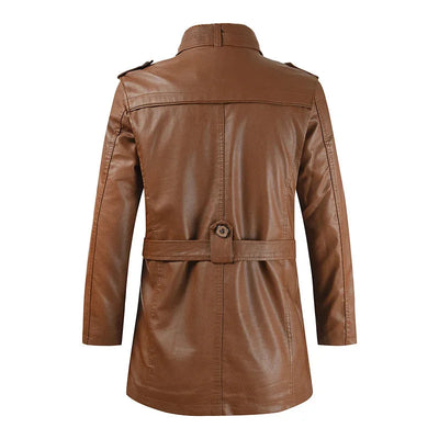 Elegante lange Lederbikerjacke