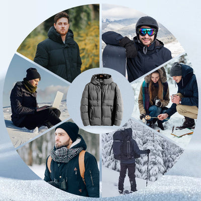 Dicker, isolierter und warmer Wintermantel mit Kapuze für Herren